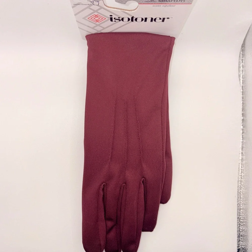 Isotoner Womens Burgundy smartTouch smartDri Water Repellent Gloves SM